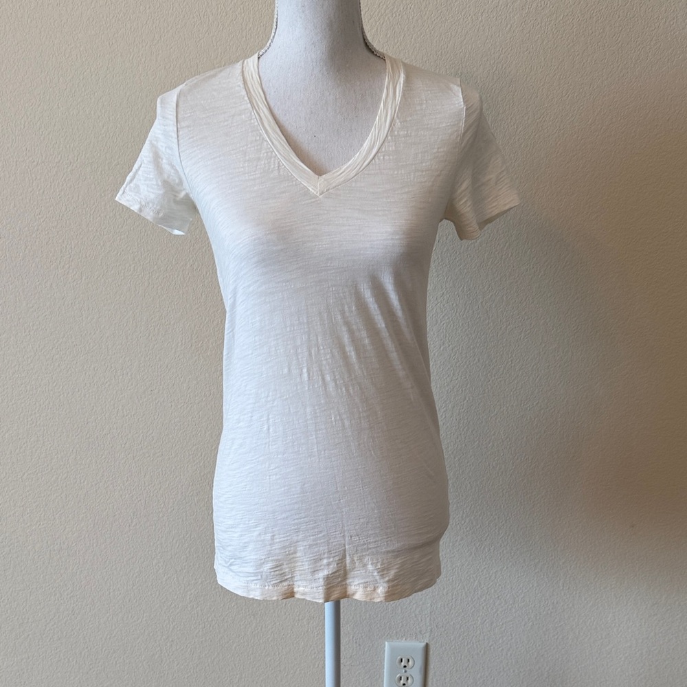 J. Crew Factory Ivory V-Neck Short Sleeve Tee